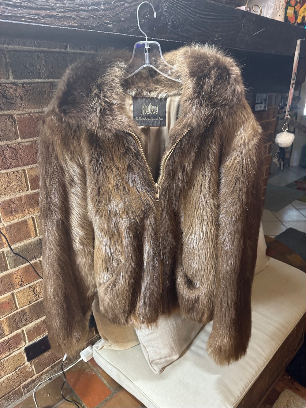 Brown Fur-Trim Zip Jacket